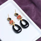 Elegant Black Jade & Coral Earrings