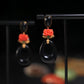 Elegant Black Jade & Coral Earrings