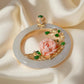 One-of-a-Kind Jadeite Pendant with Hand-Carved Coral Rose & Diamonds