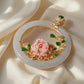 One-of-a-Kind Jadeite Pendant with Hand-Carved Coral Rose & Diamonds