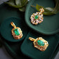 18K Solid Gold Emerald Pendant | Vivid Green Colombian Emerald Jewelry | Vintage-Inspired Fine Gold Necklace Charm | Gift for Her
