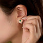 French-Inspired Small-Batch Artisanal Earrings with Round diamonds and Green Emerald