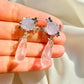 One-of-a-Kind  Blue Chalcedony Flower & Rose Quartz Drop Earrings