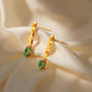 Elegant 18K Gold Emerald Earrings | 18k Gold Vermeil Earrings or Upgrade to Solid 18k Gold