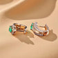 18K Gold Emerald Hoop Earrings