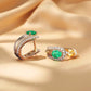 18K Gold Emerald Hoop Earrings