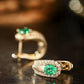 18K Gold Emerald Hoop Earrings