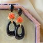 Elegant Black Jade & Coral Earrings