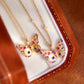 18k Solid Gold Butterfly Pendant Necklace