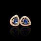18K Solid Gold Sapphire & Diamond Stud Earrings | Ceylon Blue Teardrop Sapphires | Luxury Fine Jewelry Gift | G VS Diamonds
