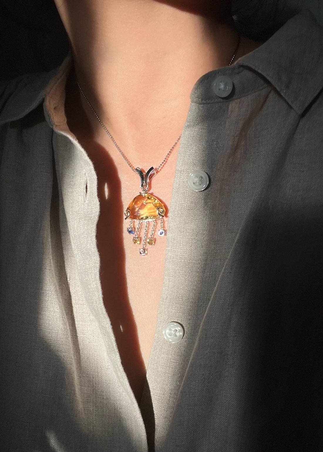 Natural Citrine Cloud Pendant