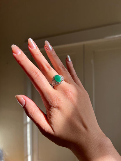 Natural Emerald Silver Ring