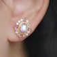 18K Solid Gold Moonstone with Pink Sapphires Earrings