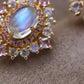 18K Solid Gold Moonstone with Pink Sapphires Earrings