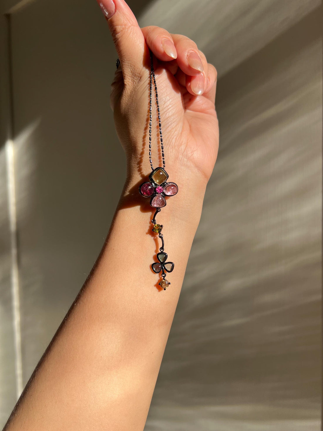 Statement Pendant Necklace with Natural Tourmaline