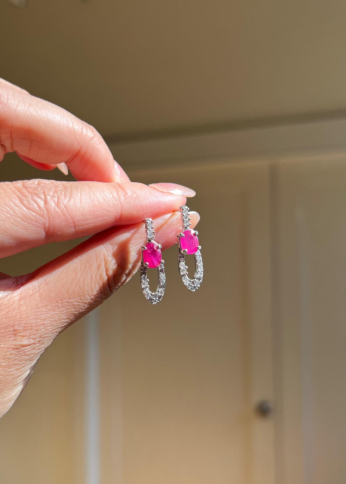 Natural Ruby and Diamond Stud Earrings