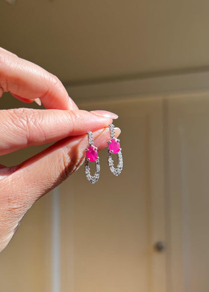 Natural Ruby and Diamond Stud Earrings