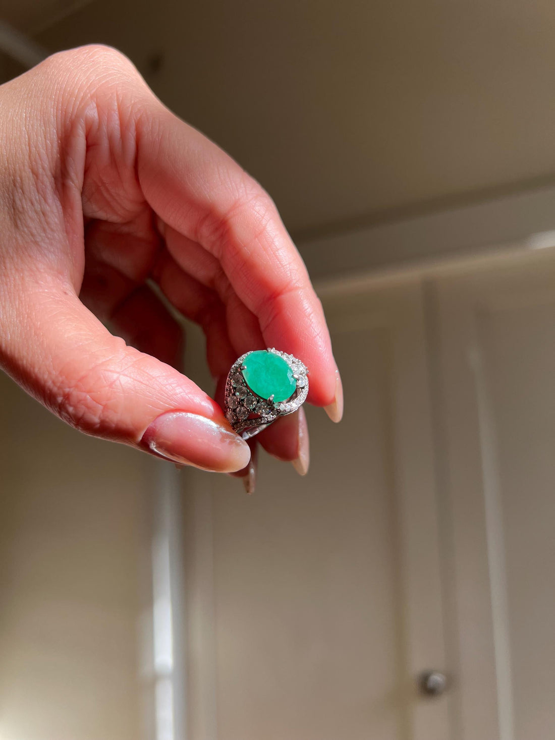 Natural Emerald Silver Ring