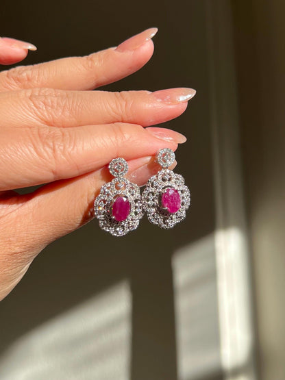 Natural Ruby and Diamond Earrings