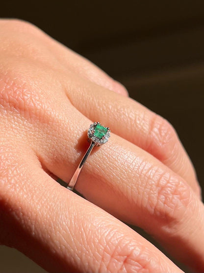 Natural Emerald Ring with White Sapphires