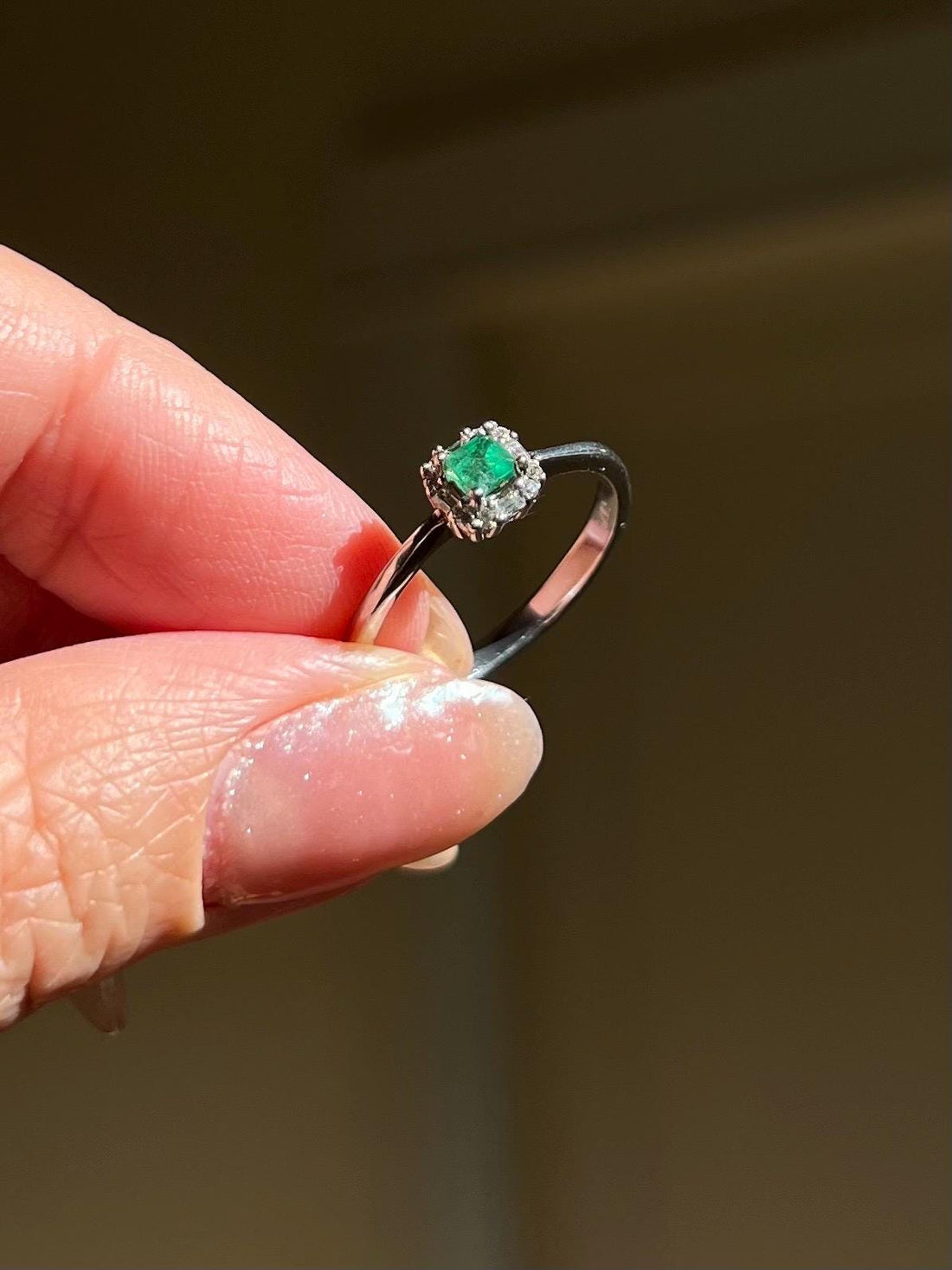 Natural Emerald Ring with White Sapphires