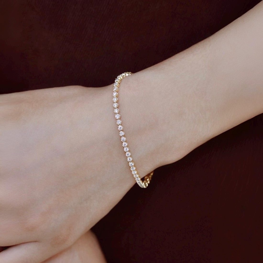 18K Solid Gold Diamond Tennis Bracelet