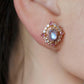 Solid 18K Gold Natural Moonstone and Pink Sapphire Earrings