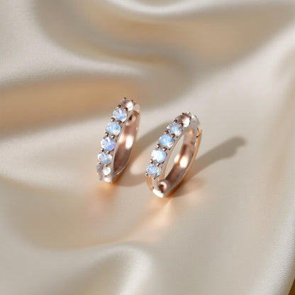 18K Solid Gold Sri Lanka Moonstone Earrings