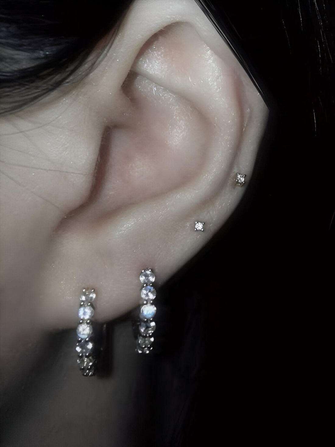 18K Solid Gold Sri Lanka Moonstone Earrings