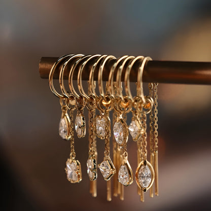 18K Solid Gold Threader Earrings with Diamonds