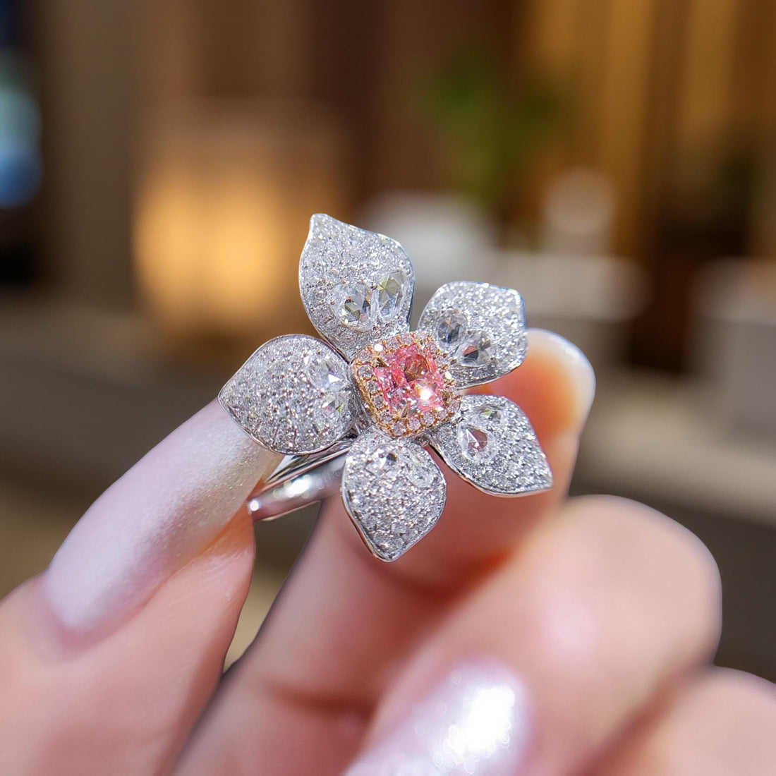 GIA Certified Natural Pink Diamond Ring Pendant