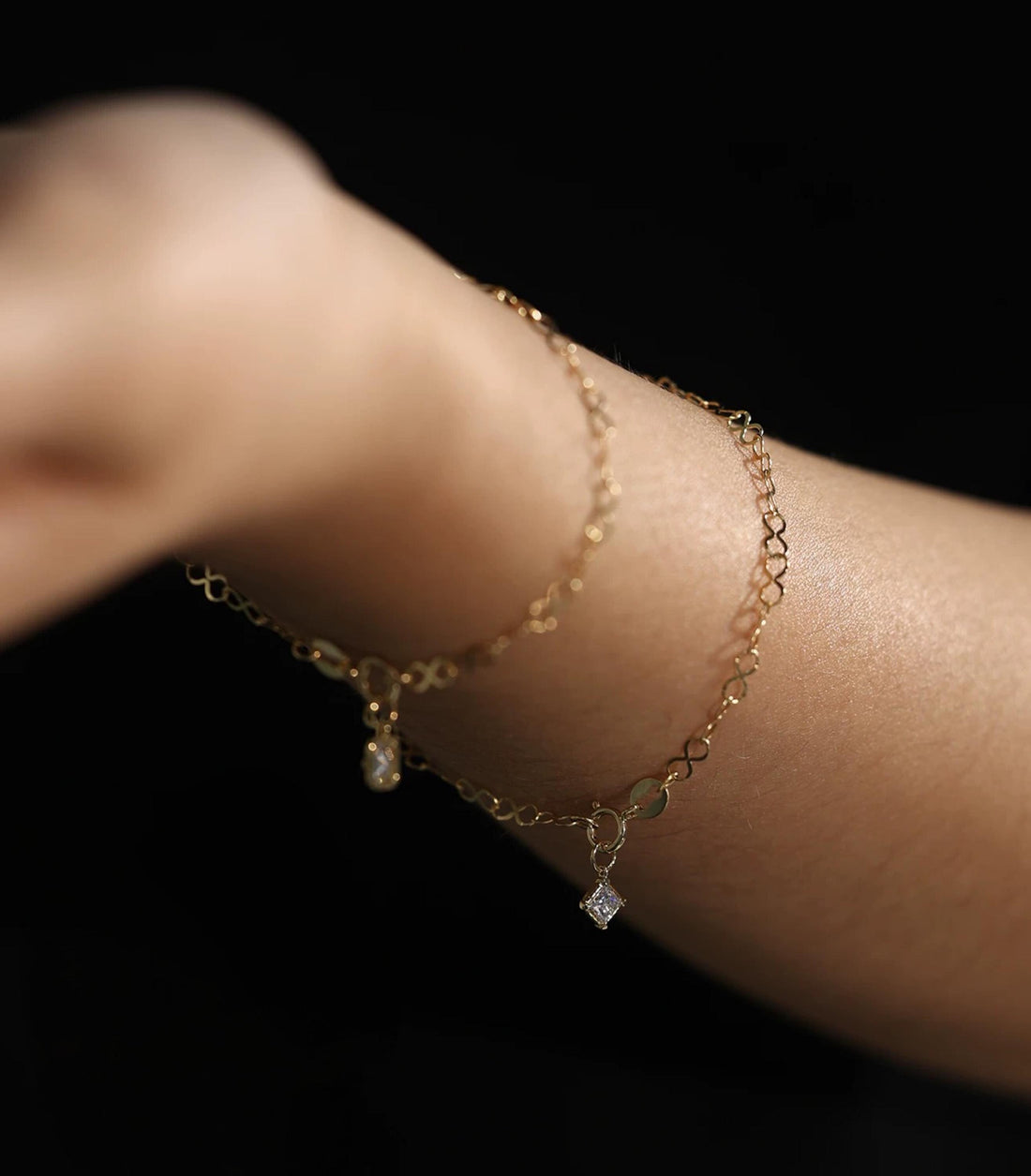 18K Solid Gold Infinity Figure 8 Link Chain Bracelet or Necklace