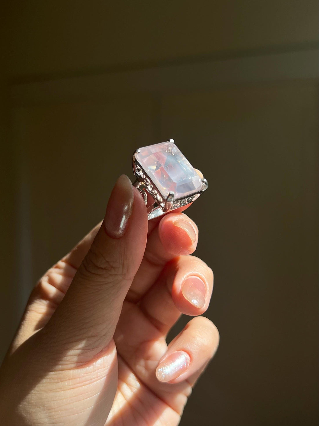 Natural Rose Quartz Ring