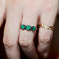 Natural Emerald & Tourmaline Ring in Solid White Gold