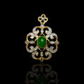 22K Solid Gold Emerald Pendant with Diamonds