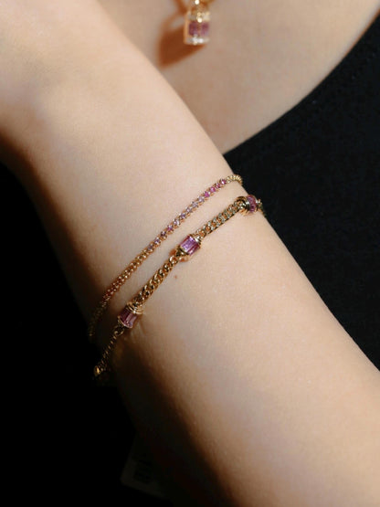 Natural Purple Sapphire Bracelet in 18K Solid Gold