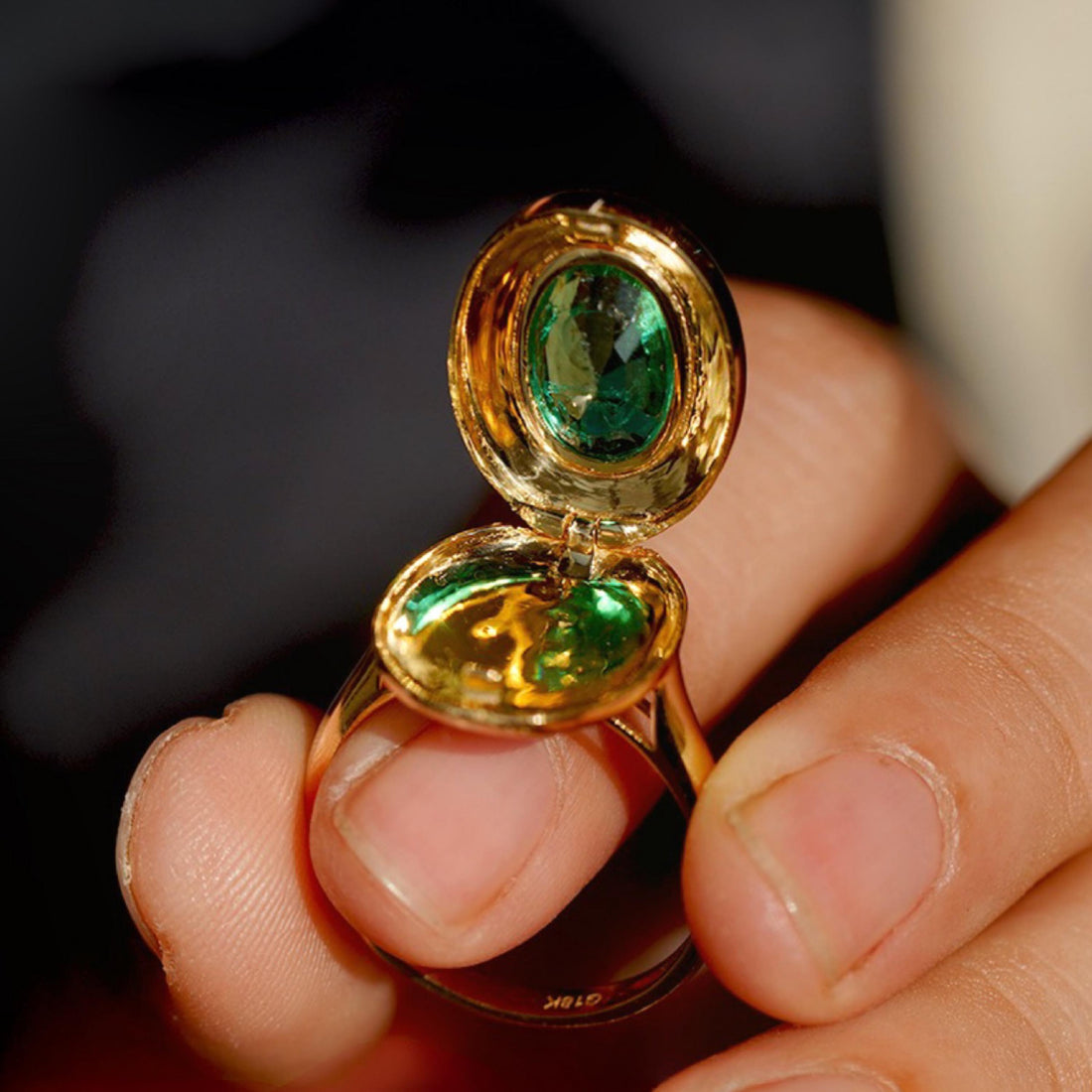 One-of-a-Kind Zambian Emerald Locket Ring