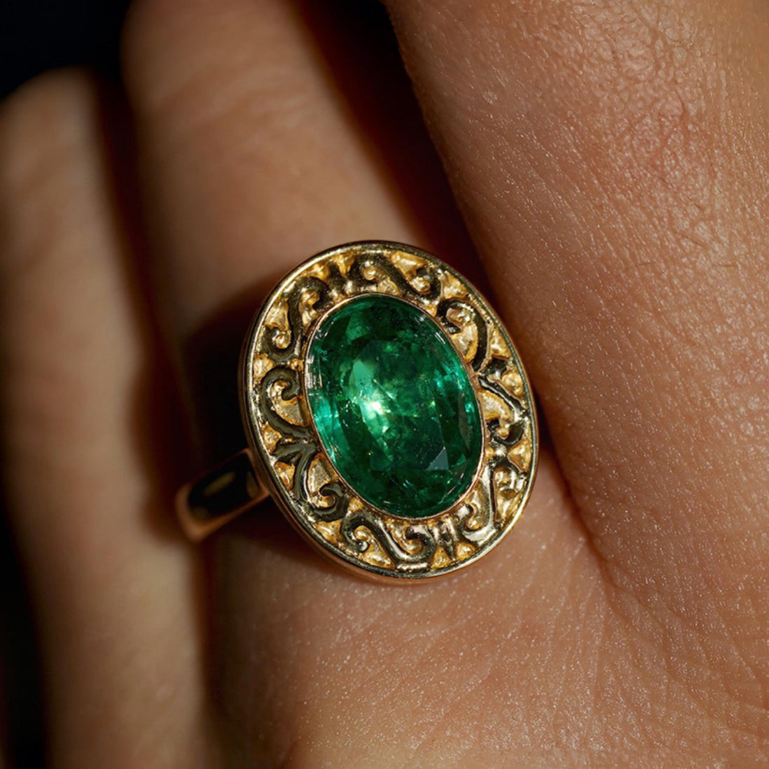 One-of-a-Kind Zambian Emerald Locket Ring
