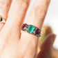 Natural Emerald & Tourmaline Ring in Solid White Gold