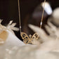 18K Solid Gold Diamond Butterfly Necklace