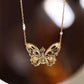 18K Solid Gold Diamond Butterfly Necklace