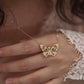 18K Solid Gold Diamond Butterfly Necklace