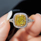 GIA Certified 1.02ct Fancy Yellow Diamond Ring in 18K White Gold with Diamond Halo