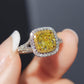 GIA Certified 1.02ct Fancy Yellow Diamond Ring in 18K White Gold with Diamond Halo