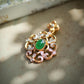 22K Solid Gold Emerald Pendant with Diamonds