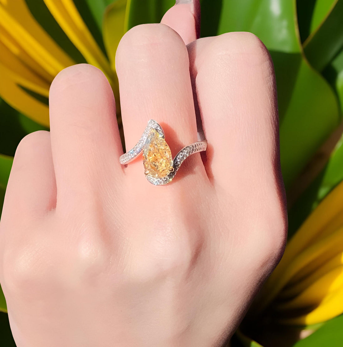 GIA Certified 2.03ct Fancy Yellow Diamond Ring in 18K White Gold