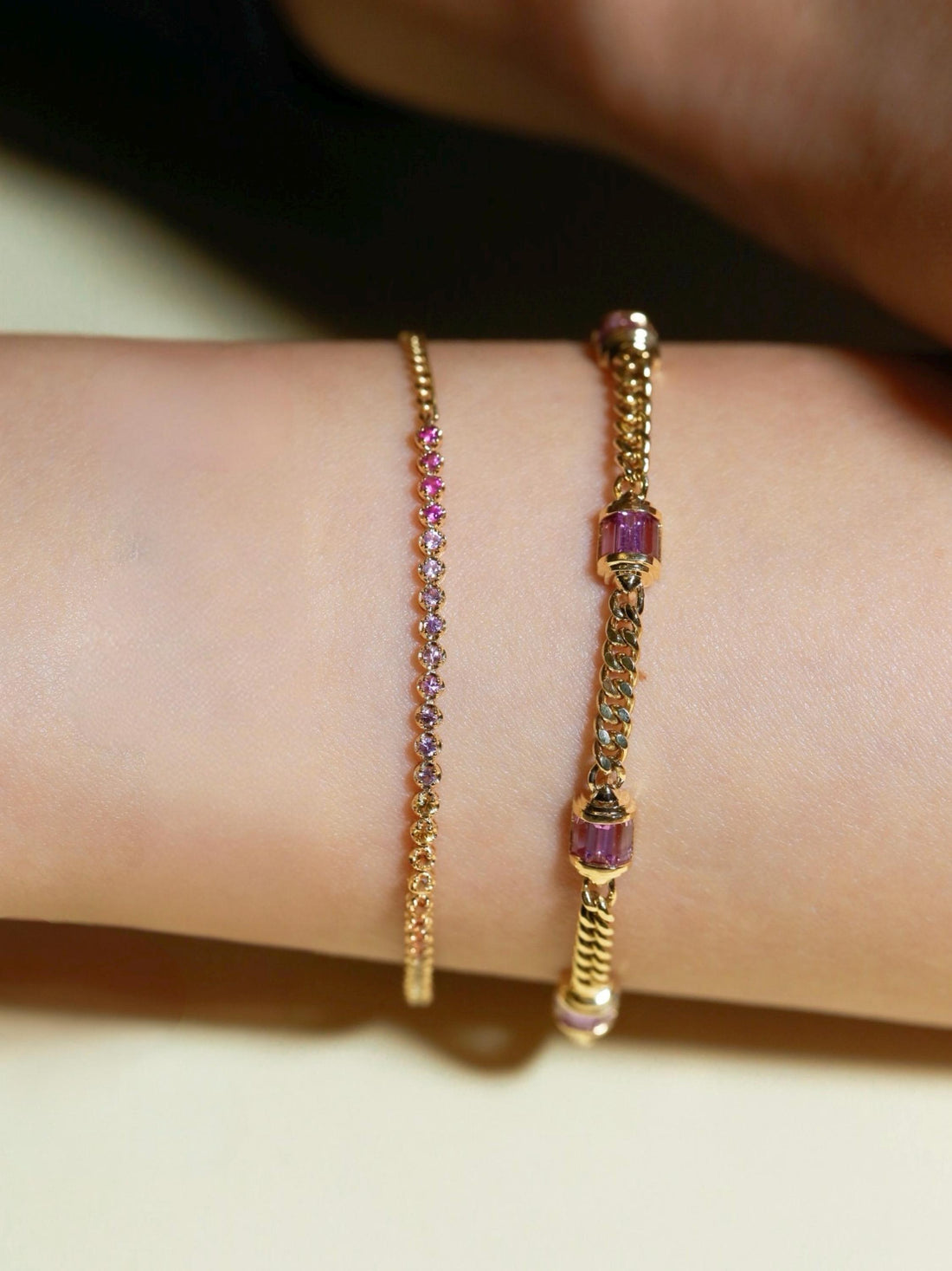 Natural Purple Sapphire Bracelet in 18K Solid Gold