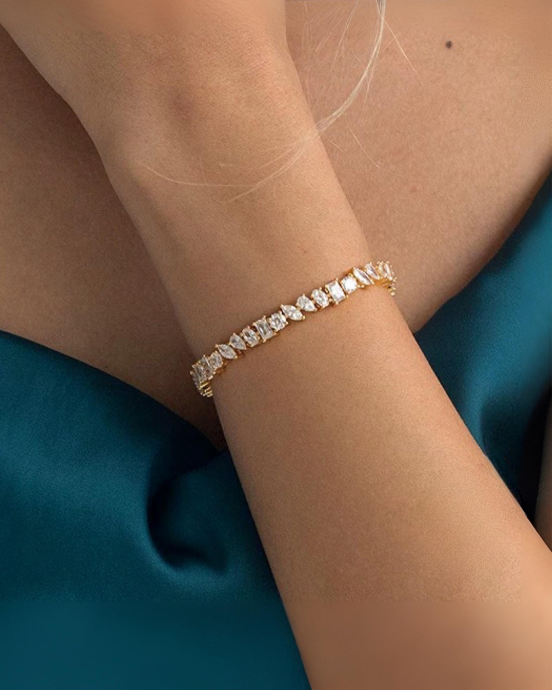 Diamond Tennis Bracelet for Her | 18K Gold Filled | Premium Travel Jewelry | Elegant Sparkle Tennis Bracelet 7 inch, holiday gift