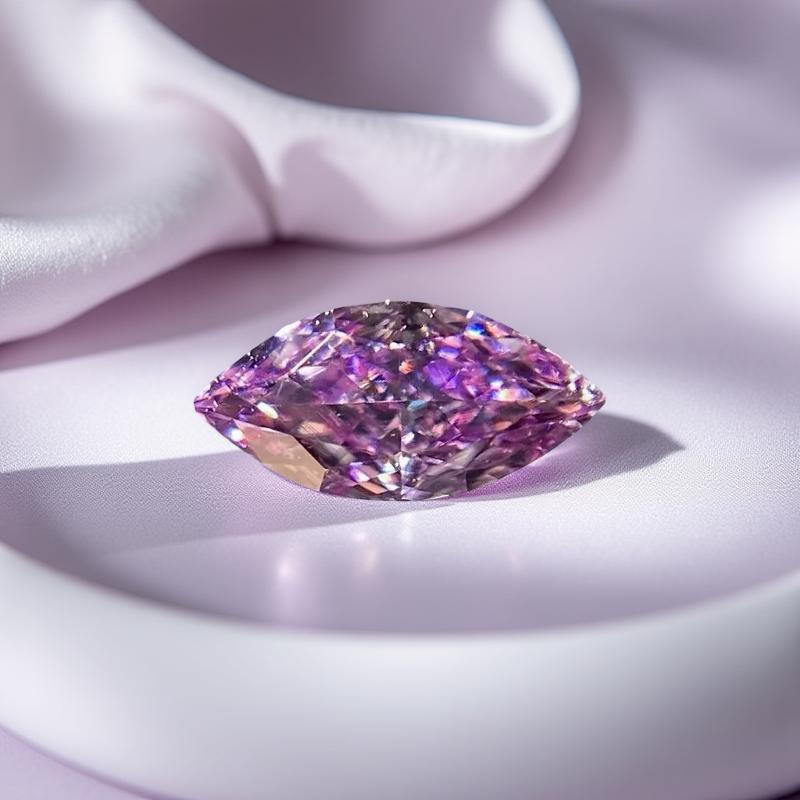 GIA Certified Fancy Intense Pink Purple Diamond 0.12 Carat Marquise