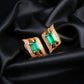 18K Solid Gold Natural Colombian Emerald Earrings